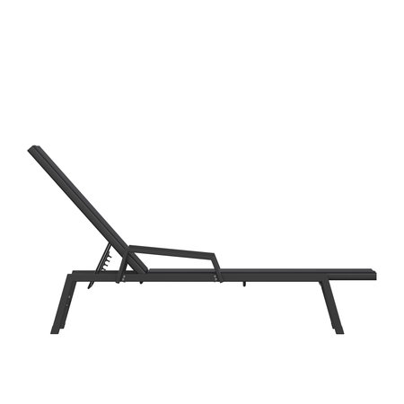 Flash Furniture Black/Black Adjustable Chaise Lounge with Arms, 2PK 2-JJ-LC323-BLK-BLK-GG